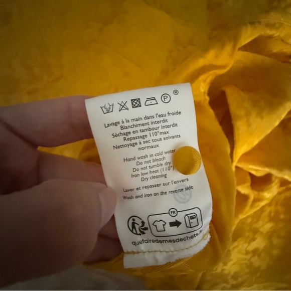 Sezane 42 US 10 Tinsley Jacquard Yellow Midi Dress 3/4 Sleeve - Picture 6 of 9